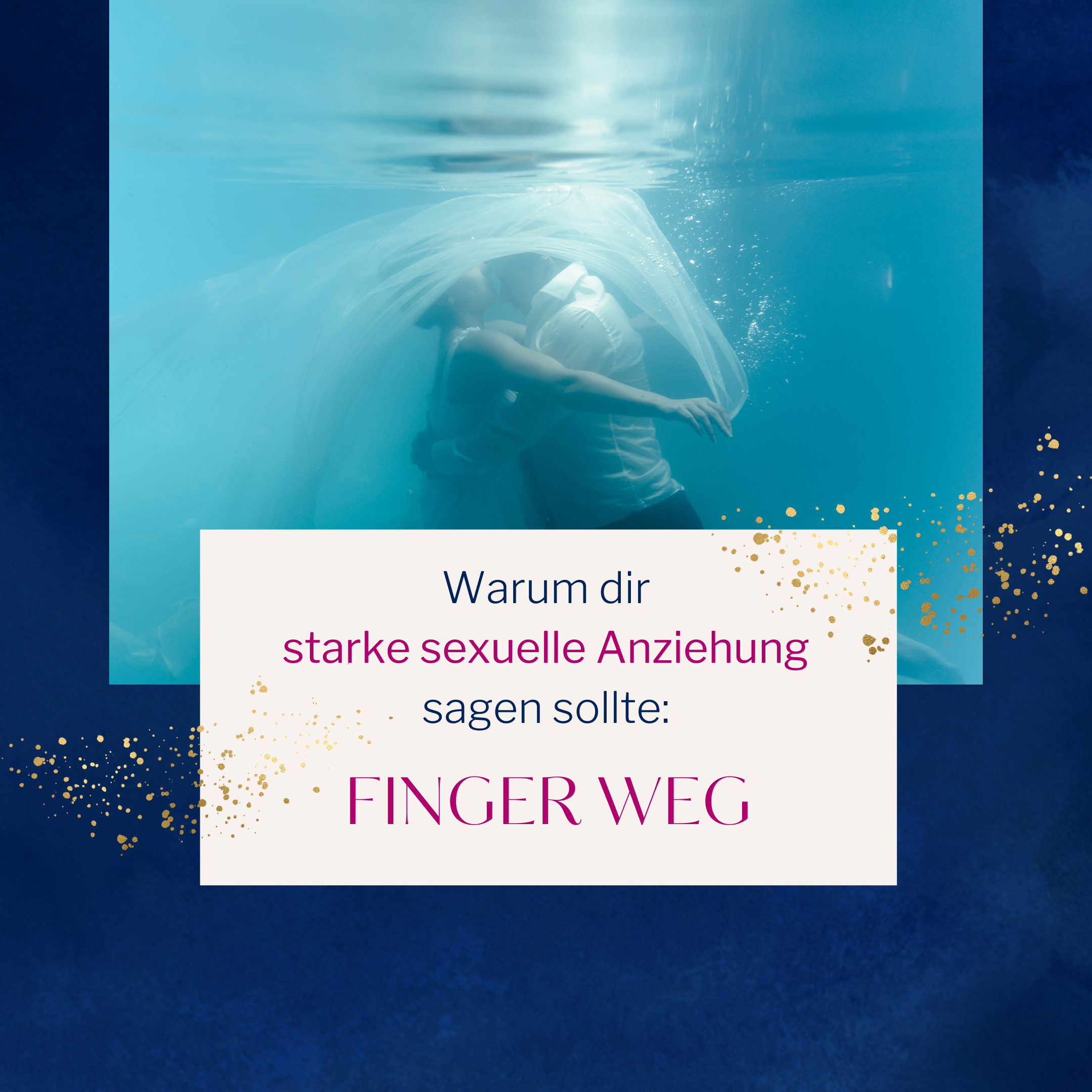 Grafik mit dem Schriftzug „Warum dir starke sexuelle Anziehung sagen sollte: FINGER WEG“ – Symbolbild für Traumabindung und ungesunde Anziehungsmuster